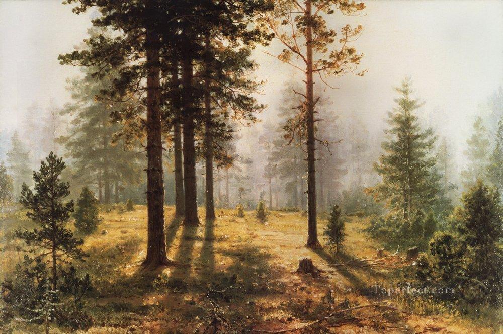 森の中の霧 古典的な風景 イワン・イワノビッチの木油絵